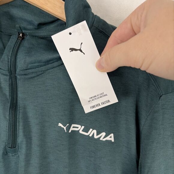 Puma All In Terrain Quarter Zip Pullover Green Heather Sz Medium Athleisure NWT - Picture 2 of 6